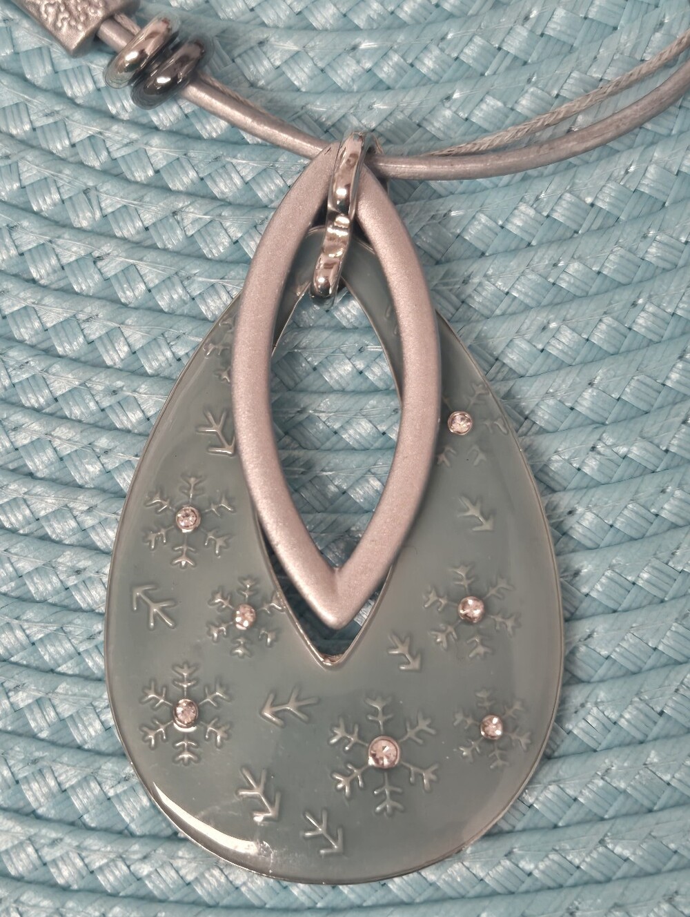 Christopher & Banks Silver Aqua Blue Teardrop Pendant Necklace with Accent Loop